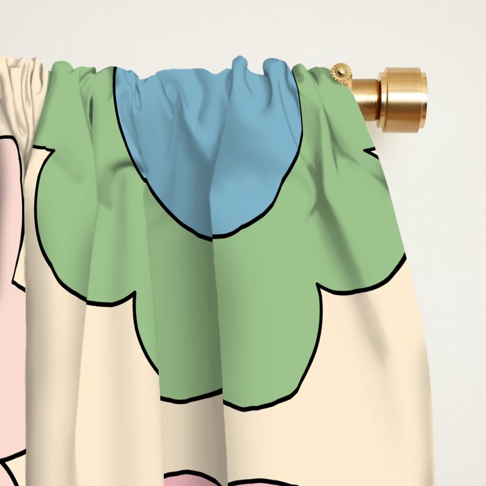 Pastel Flowers Happy Retro Spring Pattern Window Curtain Gallery Image 2