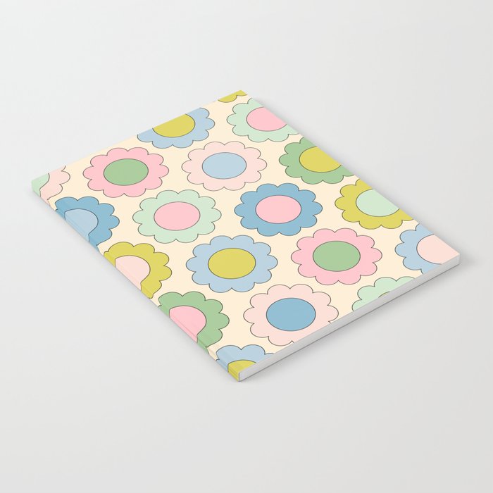 Pastel Flowers Happy Retro Spring Pattern Notebook Gallery Image 1