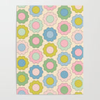 Pastel Flowers Happy Retro Spring Pattern Poster Gallery Image 4