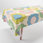 Pastel Flowers Happy Retro Spring Pattern Tablecloth Gallery Image 1