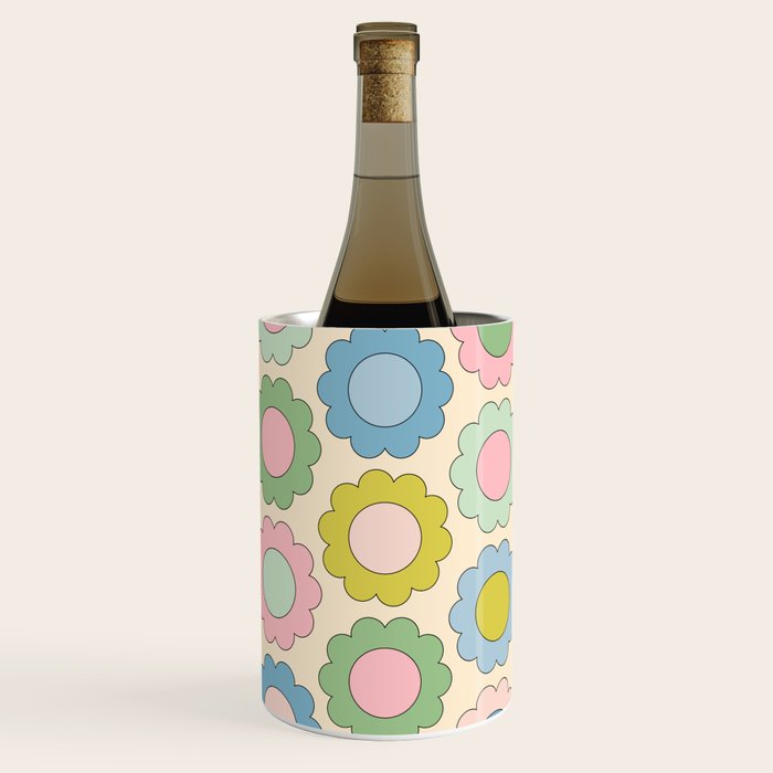 Pastel Flowers Happy Retro Spring Pattern Wine Chiller Gallery Image 1