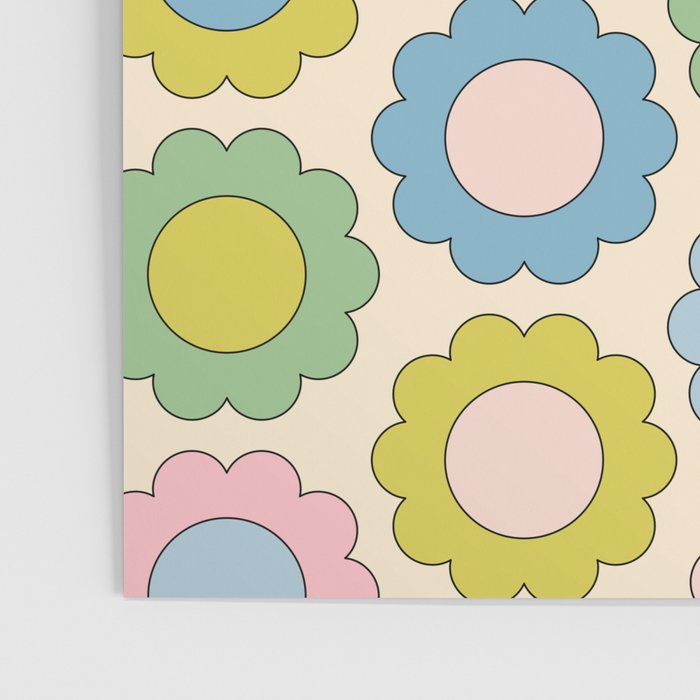 Pastel Flowers Happy Retro Spring Pattern Poster Gallery Image 3