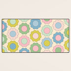 Pastel Flowers Happy Retro Spring Pattern Desk Mat Gallery Image 3