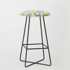 Pastel Flowers Happy Retro Spring Pattern Stool Gallery Image 1