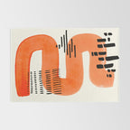 Mid Century Modern abstract Minimalist Fun Colorful Shapes Patterns Orange Watercolor Wiggle Stroke Rug Gallery Image 2