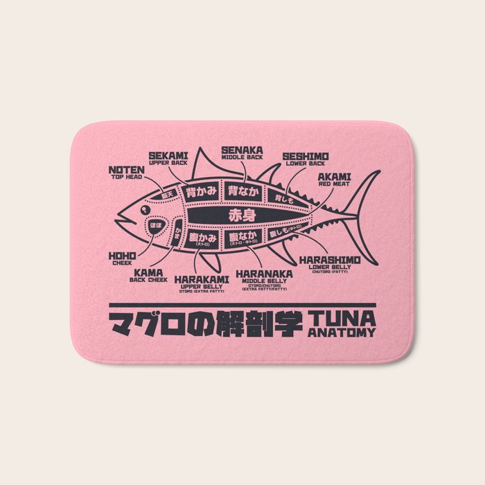 Tuna Anatomy Japanese Maguro Sushi - Coral Bath Mat Gallery Image 1