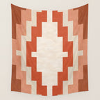 Traditional Retro Aztec Motif Rusty Colors Wall Tapestry Gallery Image 4