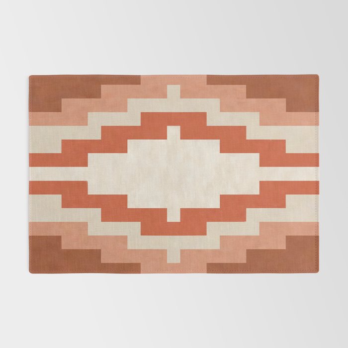 Traditional Retro Aztec Motif Rusty Colors Rug Gallery Image 2