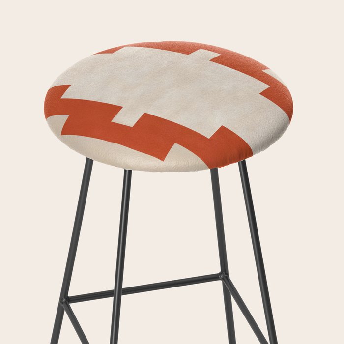 Traditional Retro Aztec Motif Rusty Colors Stool Gallery Image 2