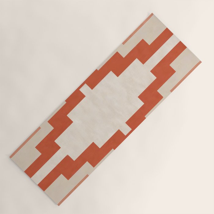 Traditional Retro Aztec Motif Rusty Colors Yoga Mat Gallery Image 1