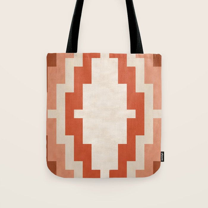 Traditional Retro Aztec Motif Rusty Colors Tote Bag Gallery Image 1