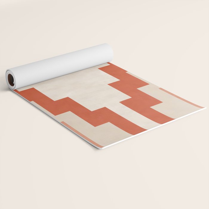 Traditional Retro Aztec Motif Rusty Colors Yoga Mat Gallery Image 2