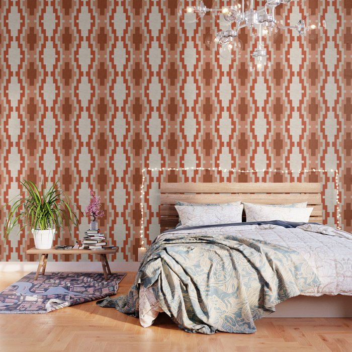 Traditional Retro Aztec Motif Rusty Colors Wallpaper Gallery Image 3