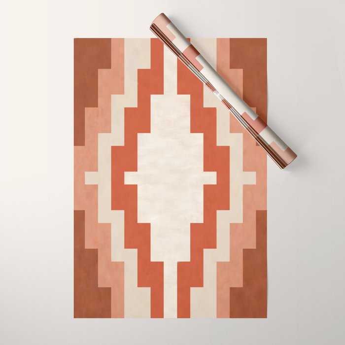 Traditional Retro Aztec Motif Rusty Colors Wrapping Paper Gallery Image 1