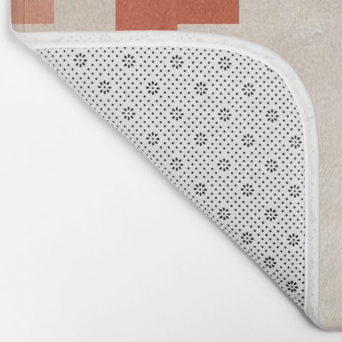 Traditional Retro Aztec Motif Rusty Colors Bath Mat Gallery Image 2