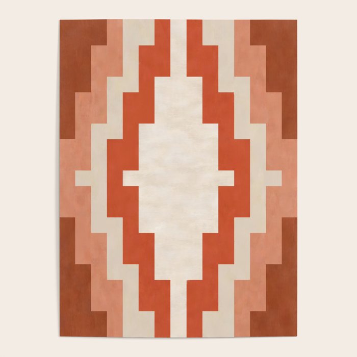 Traditional Retro Aztec Motif Rusty Colors Poster Gallery Image 4