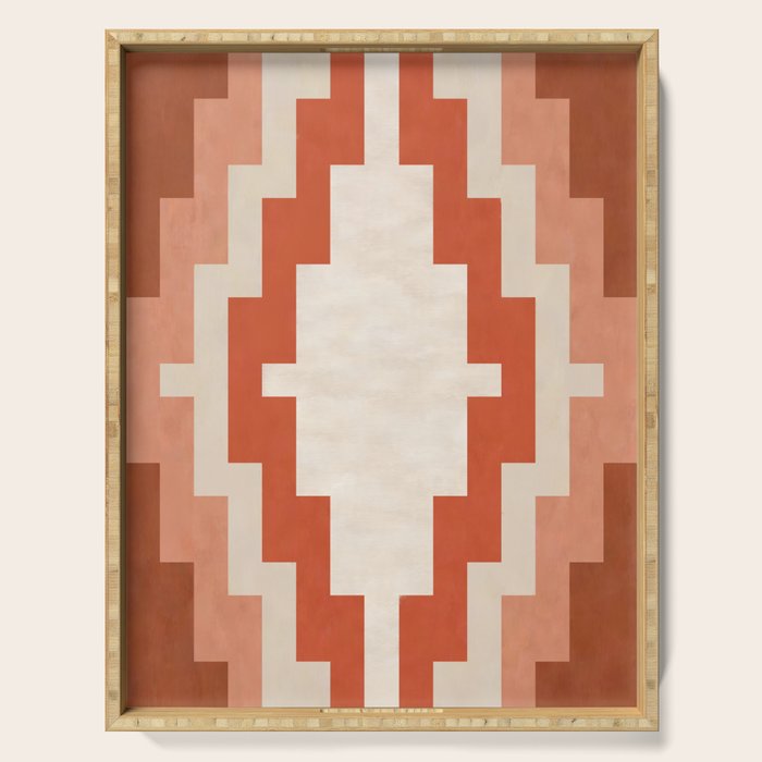 Traditional Retro Aztec Motif Rusty Colors Serving Tray Gallery Image 1