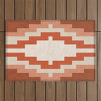 Traditional Retro Aztec Motif Rusty Colors Outdoor Rug Gallery Image 1