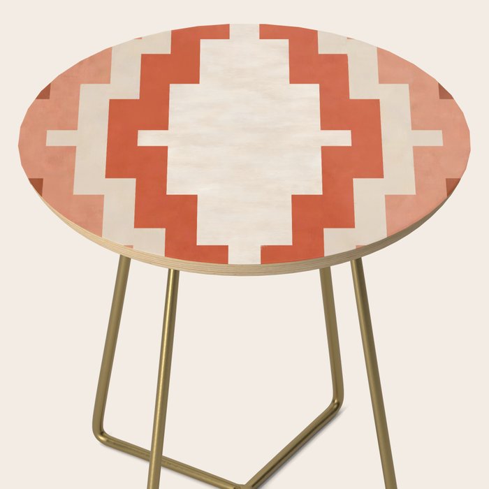 Traditional Retro Aztec Motif Rusty Colors Side Table Gallery Image 2