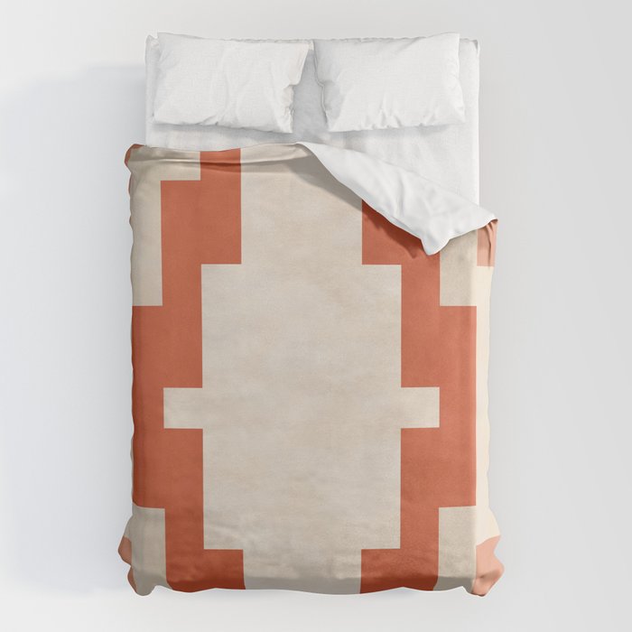 Traditional Retro Aztec Motif Rusty Colors Duvet Cover Gallery Image 1