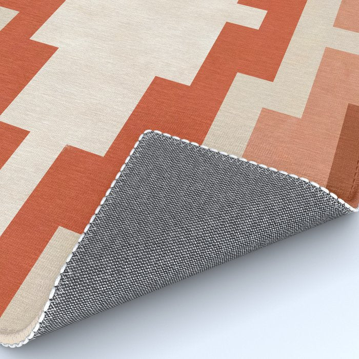 Traditional Retro Aztec Motif Rusty Colors Rug Gallery Image 4