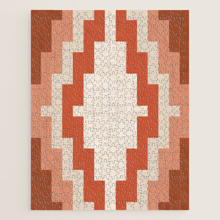 Traditional Retro Aztec Motif Rusty Colors Jigsaw Puzzle Gallery Image 1
