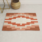 Traditional Retro Aztec Motif Rusty Colors Rug Gallery Image 1