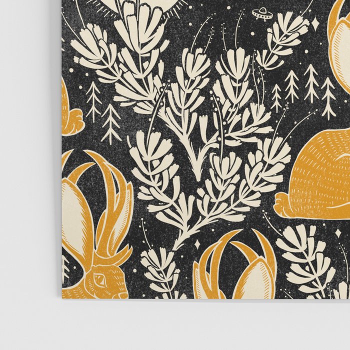 Jackalope - black & marigold  Poster Gallery Image 3