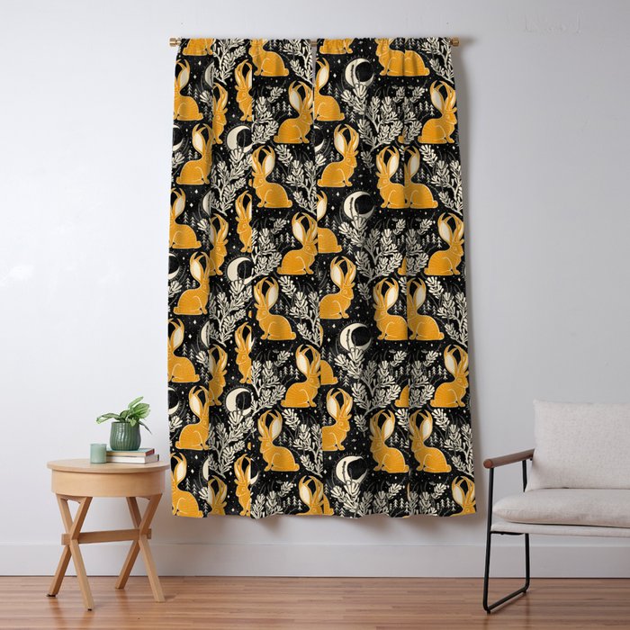 Jackalope - black & marigold  Window Curtain Gallery Image 5