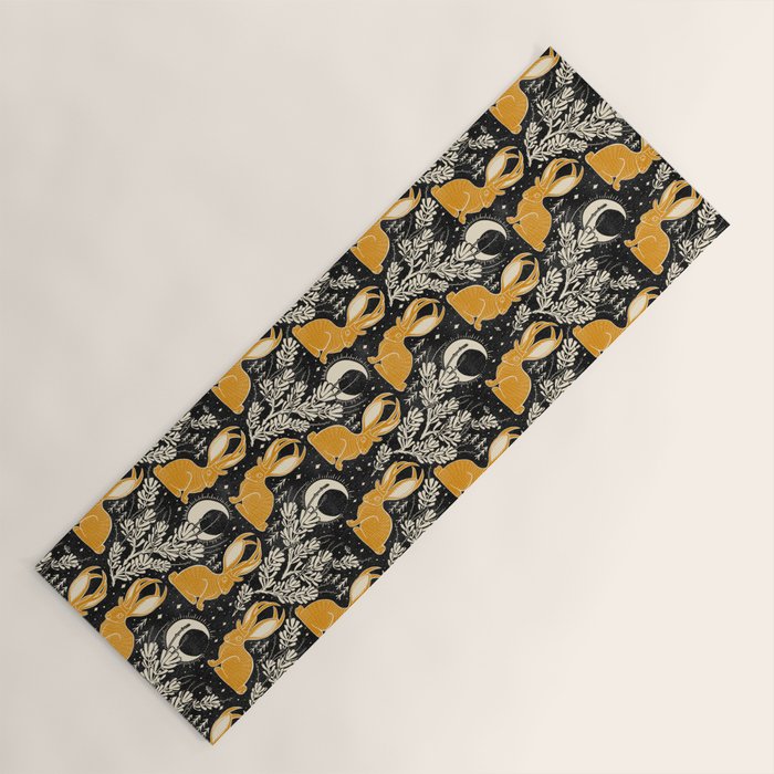 Jackalope - black & marigold  Yoga Mat Gallery Image 1