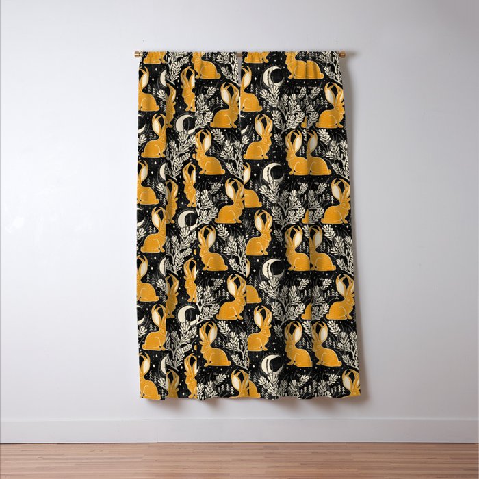 Jackalope - black & marigold  Window Curtain Gallery Image 3