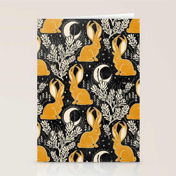 Jackalope - black & marigold  Stationery Card Gallery Image 2
