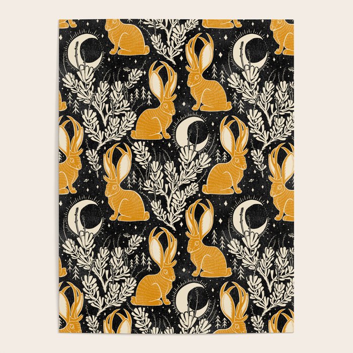 Jackalope - black & marigold  Poster Gallery Image 4