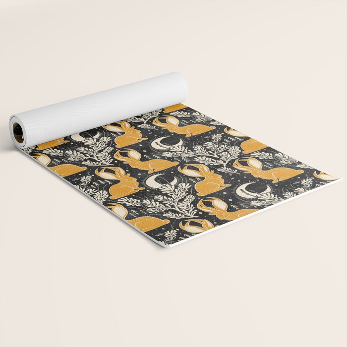 Jackalope - black & marigold  Yoga Mat Gallery Image 2