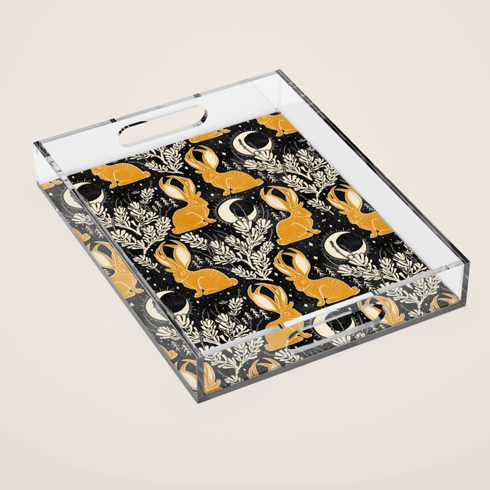 Jackalope - black & marigold  Acrylic Tray Gallery Image 1
