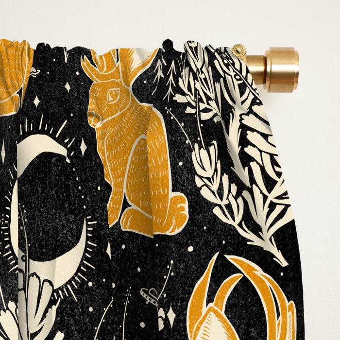 Jackalope - black & marigold  Window Curtain Gallery Image 2