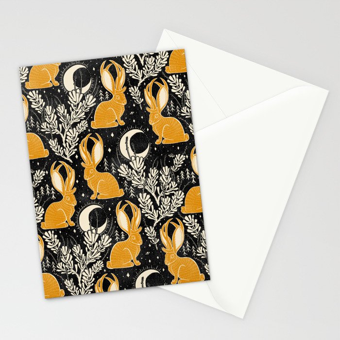 Jackalope - black & marigold  Stationery Card Gallery Image 2
