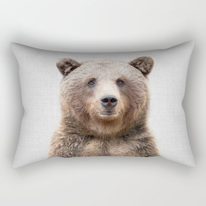 Grizzly Bear - Colorful Rectangular Pillow Gallery Image 1