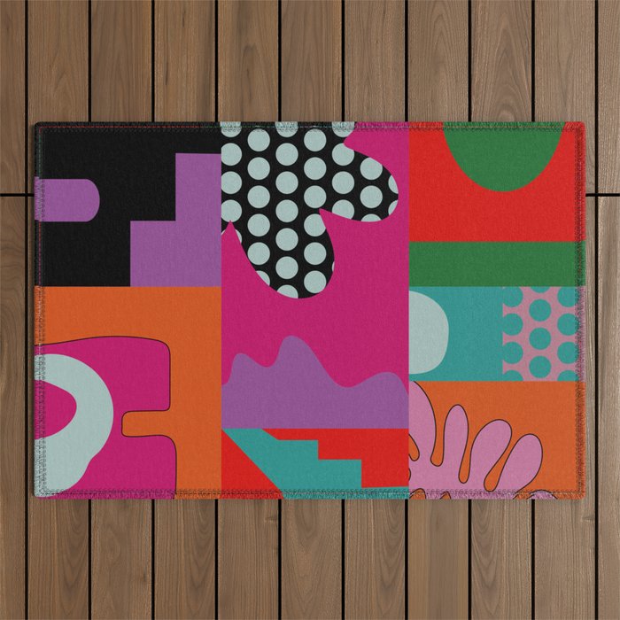 abstraction  pink minimal Outdoor Rug Gallery Image 1