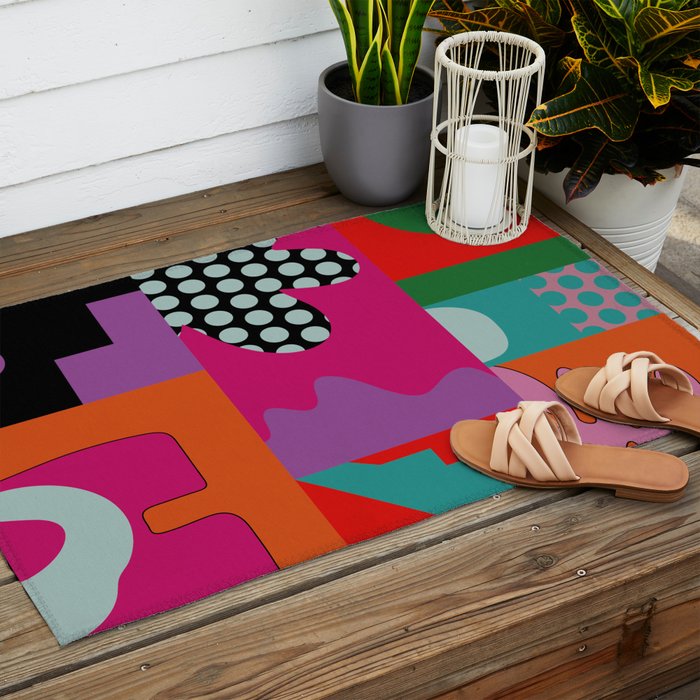 abstraction  pink minimal Outdoor Rug Gallery Image 2