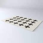 Hand Painted Swiss Cross Pattern - Black on Beige Rug Gallery Image 3