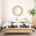 Hand Painted Swiss Cross Pattern - Black on Beige Duvet Cover Gallery Image 3