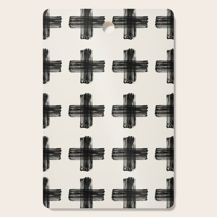 Hand Painted Swiss Cross Pattern - Black on Beige Cutting Board Gallery Image 1