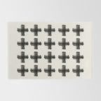 Hand Painted Swiss Cross Pattern - Black on Beige Rug Gallery Image 2
