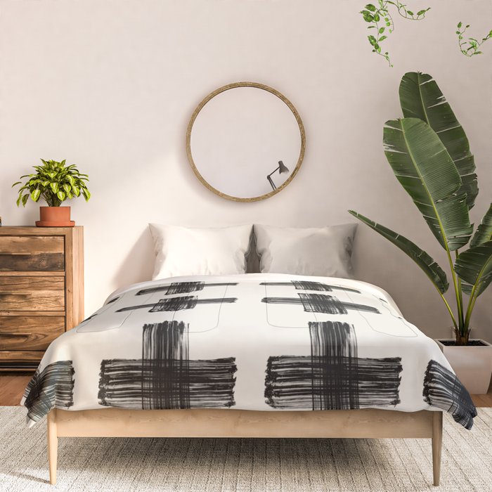Hand Painted Swiss Cross Pattern - Black on Beige Comforter Gallery Image 3