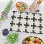 Hand Painted Swiss Cross Pattern - Black on Beige Cutting Board Gallery Image 2