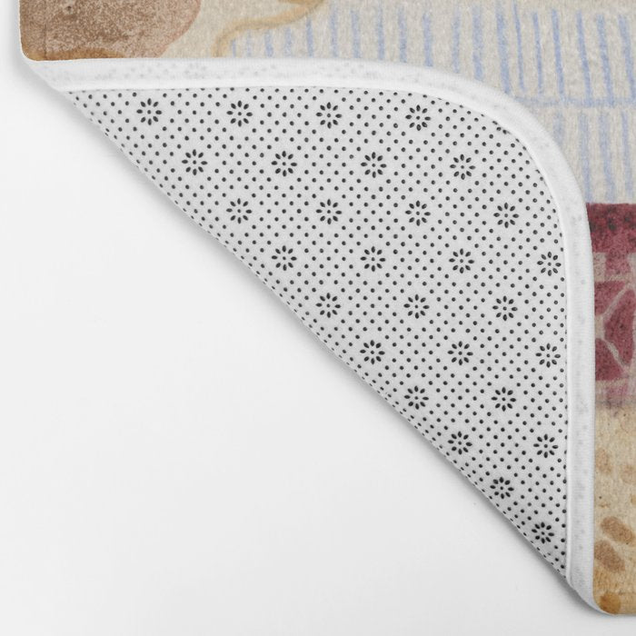 Rustic Country Barn Painting in Yellow Ochre & Brown Bath Mat Gallery Image 2