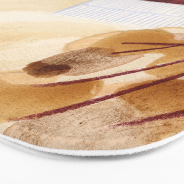 Rustic Country Barn Painting in Yellow Ochre & Brown Bath Mat Gallery Image 3