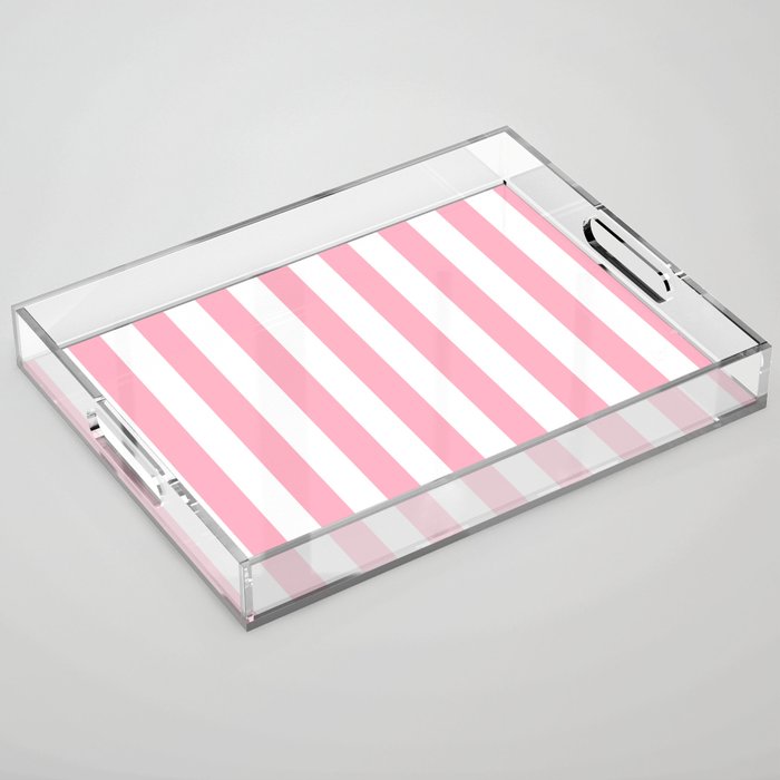 Palm Beach Pink Vertical Tent Stripes Florida Colors of the Sunshine State Acrylic Tray Gallery Image 1