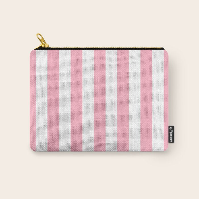 Palm Beach Pink Vertical Tent Stripes Florida Colors of the Sunshine State Carry All Pouch Gallery Image 1